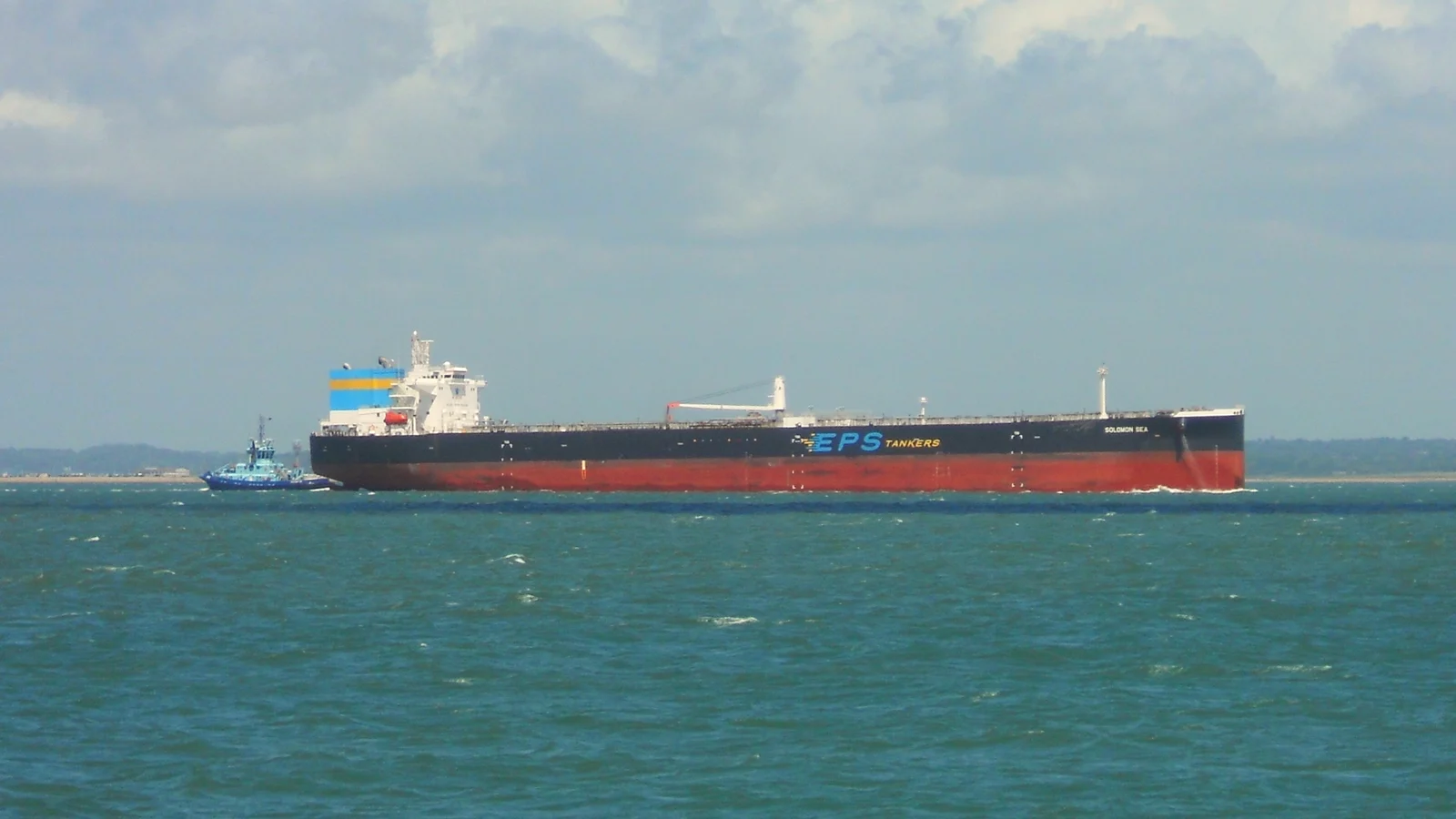 Oil tanker Solomon Sea underway in the Solent, England