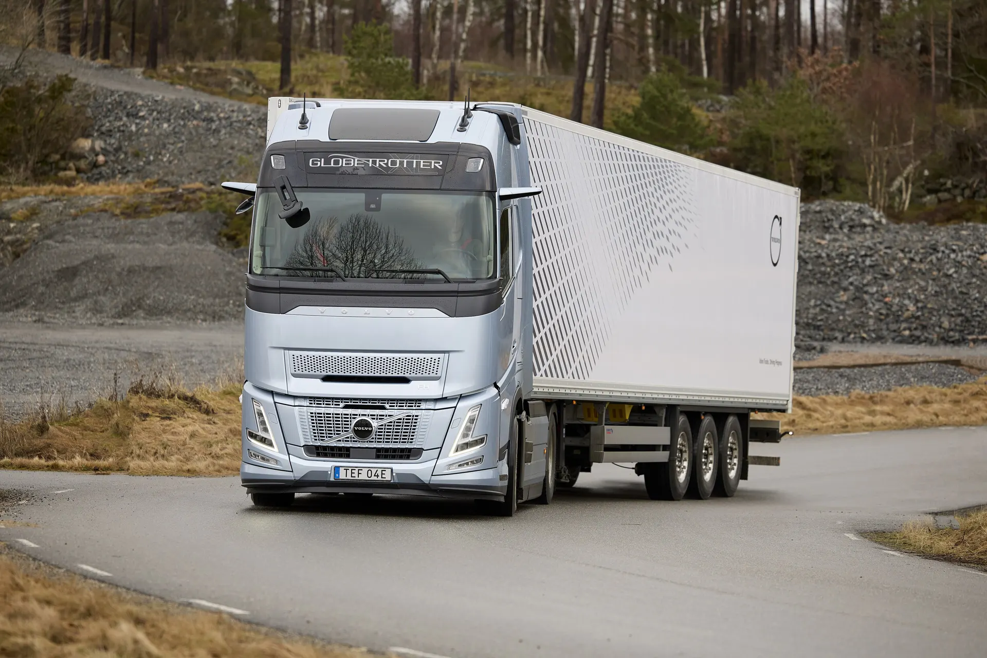 Semi-trailer truck on the road