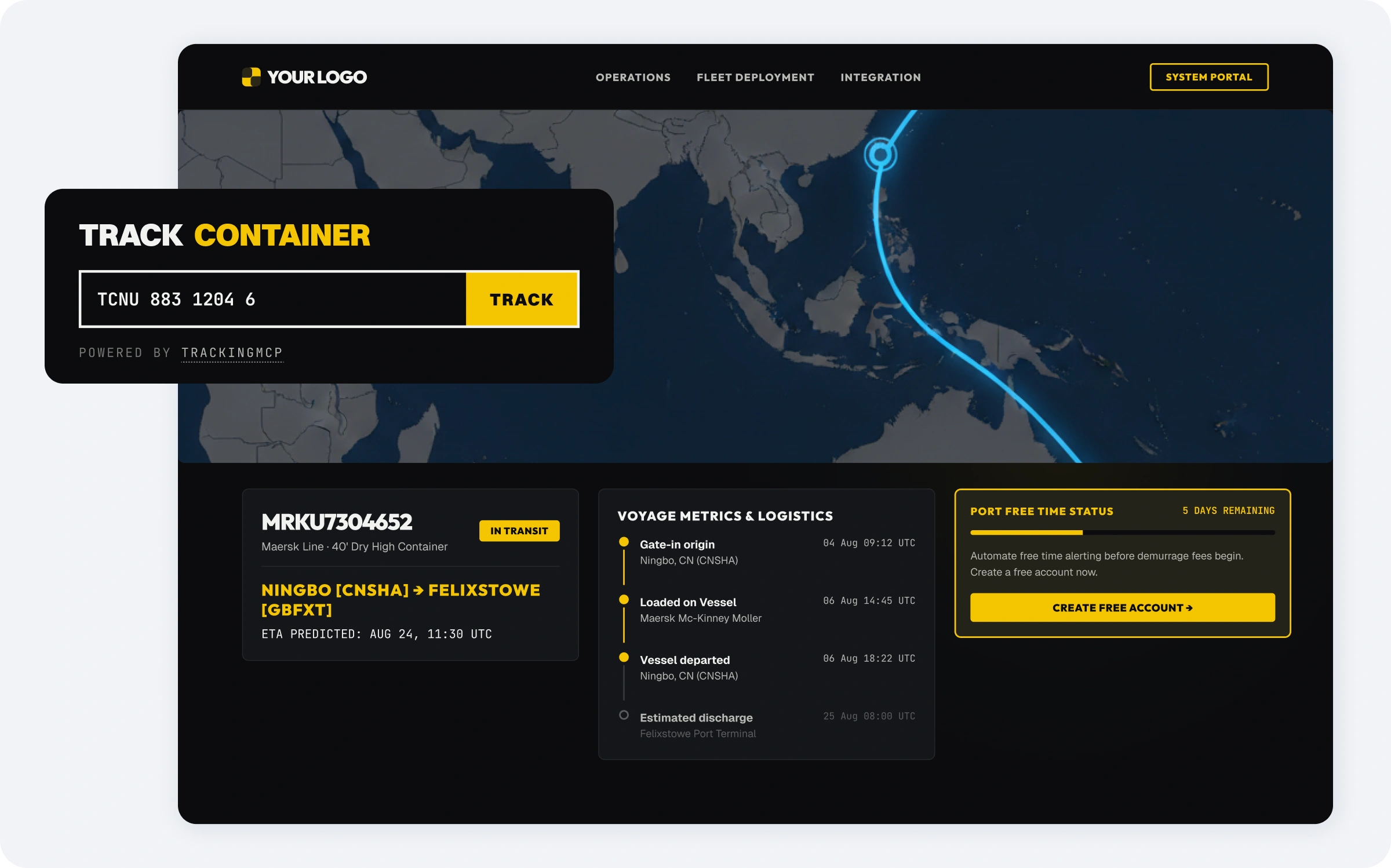 Ironway Cargo dark industrial tracking console